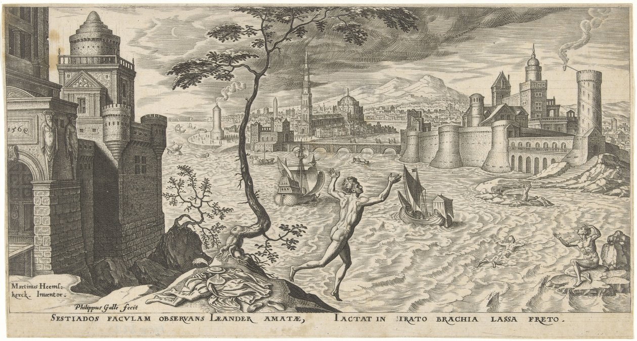 Hero and Leander by Philips Galle