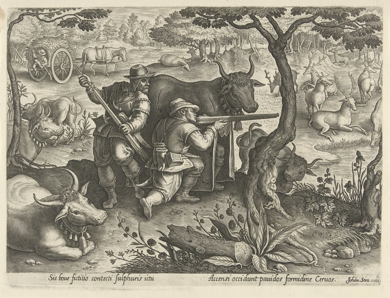 Deer Hunt with Camouflage by Philips Galle