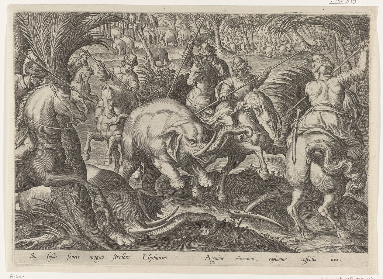 Elephant Hunt by Philips Galle