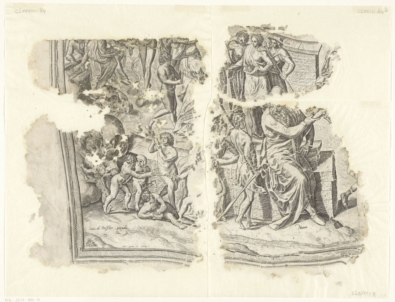 Lower Left Corner of a Print of the Scene of Cebes (Tabula Cebetis Carta Vitae) by Philips Galle