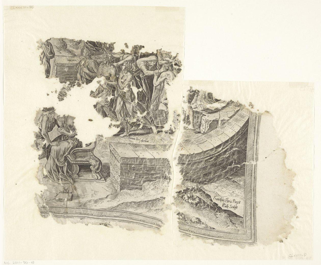 Lower Right Corner of a Print of the Scene of Cebes (Tabula Cebetis Carta Vitae) by Philips Galle
