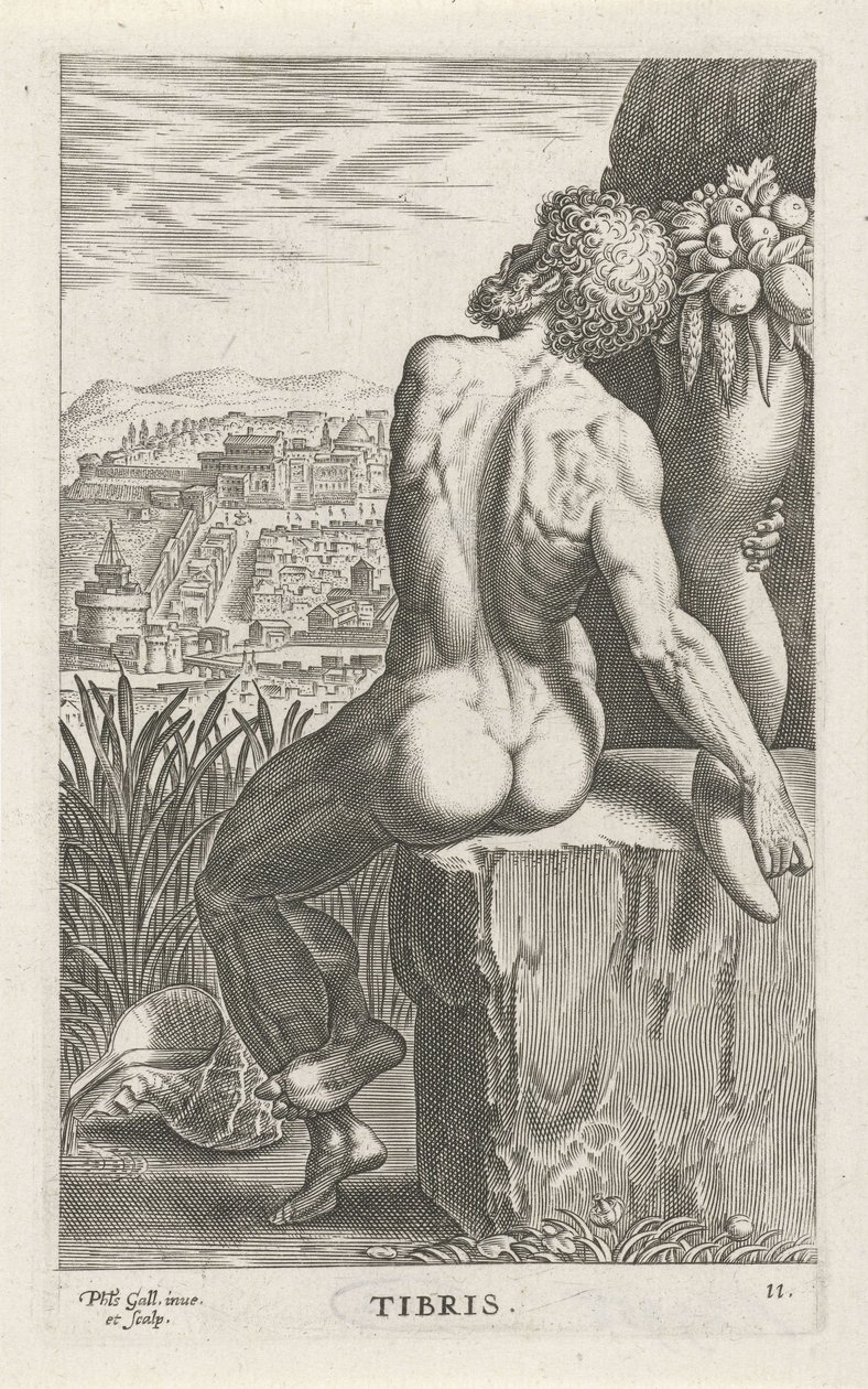 River God Tiber (series title: River and Sea Gods) by Philips Galle