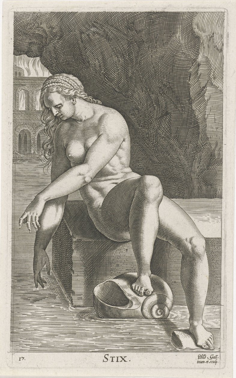 River Nymph Styx, Stream and Water Nymphs, Nimpharum oceanitidum, ephydridum potamidum naiadum by Philips Galle