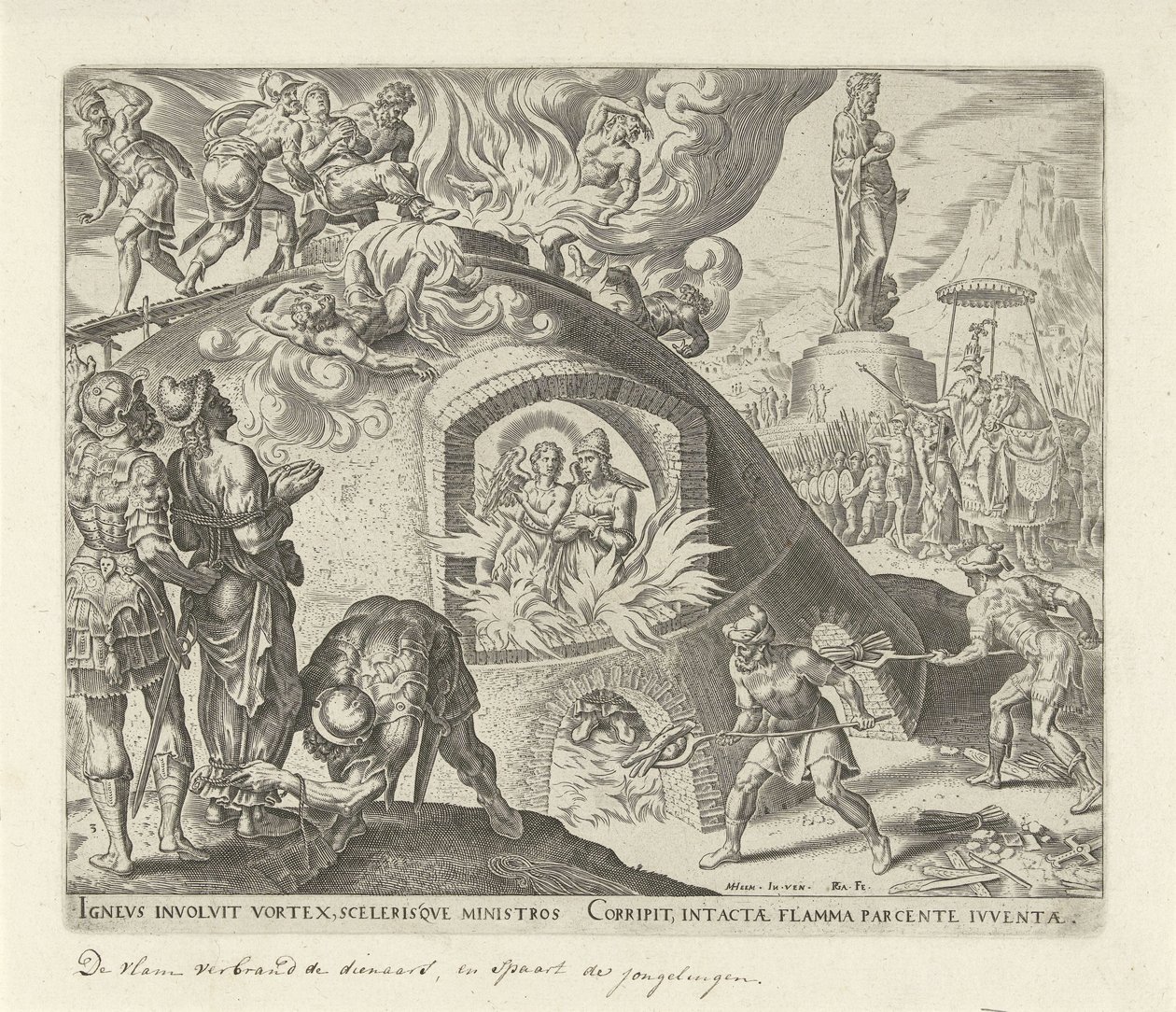 Shadrach, Meshach, and Abednego Thrown into the Fire by Philips Galle