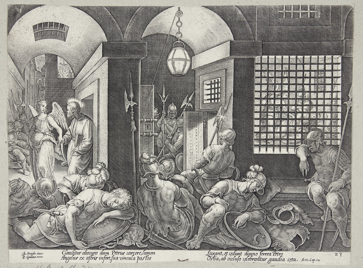 St. Peter Freed from Prison by the Angel by Philips Galle