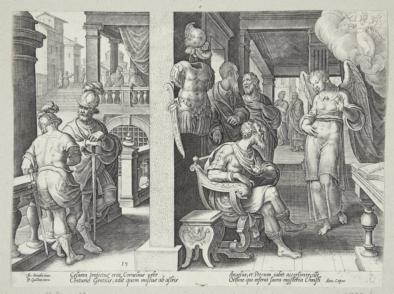 The Angel Sending Cornelius for St. Peter by Philips Galle