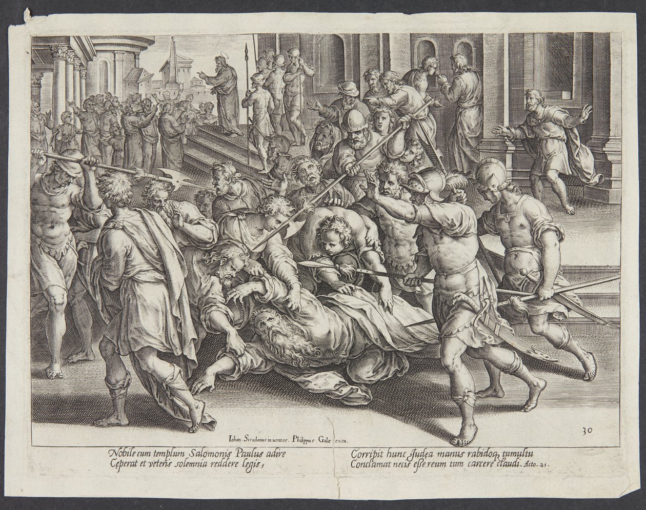 The Chief Captain Preventing the Jews from Killing Paul by Philips Galle