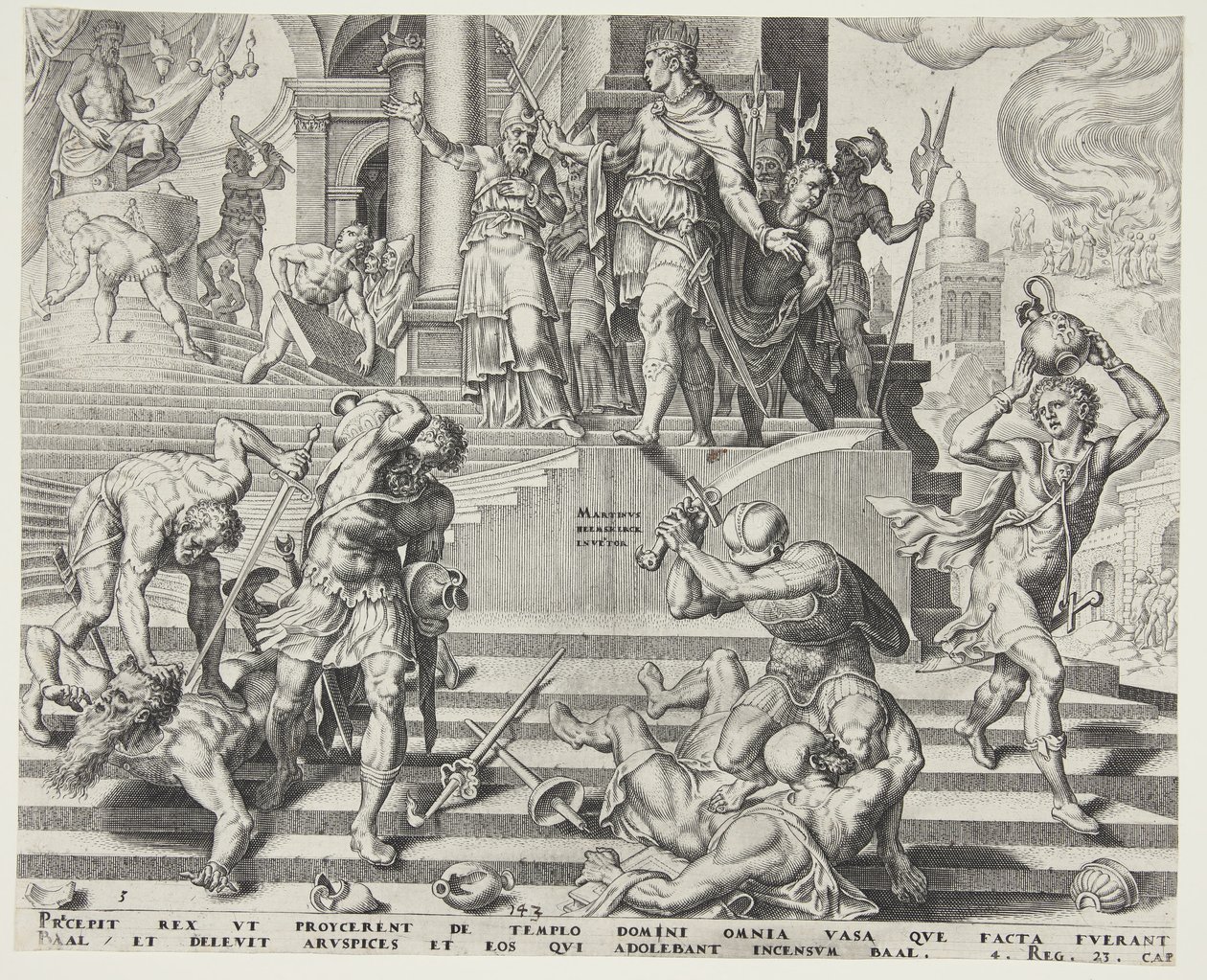 The Destruction of the Temple of Baal and the Slaughter of His Priests by Philips Galle