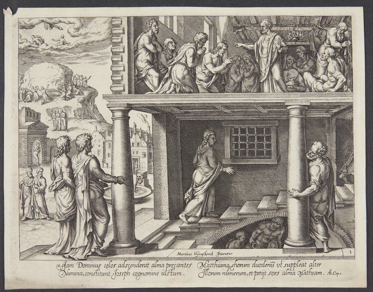 The Return of the Apostles from Mount Olivet and the Election of Matthias as Apostle by Philips Galle