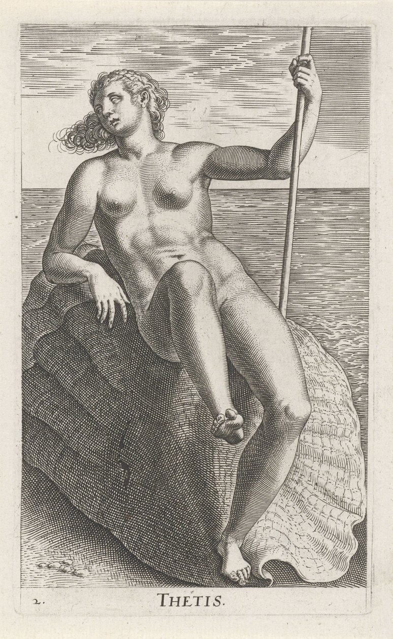 Water Nymph Thetis (Thetis) (River and Water Nymphs) by Philips Galle