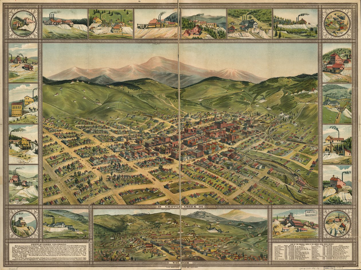Cripple Creek, 1896 by Phillips and Desjardins Western Lithograph Co.