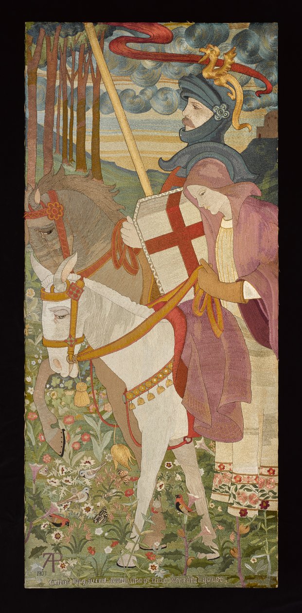 St. George, The Red Cross Knight Riding With Una, 1907 (embroidery) by Phoebe Anna Traquair