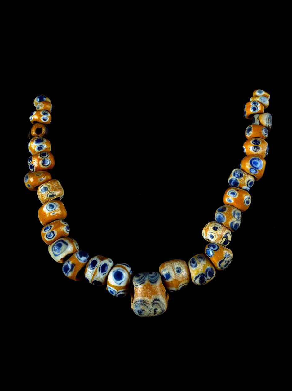 Phenician art: glass paste necklace. 4th-3rd century BC. Museo Archeologico di Villa Giulia, Rome by Phoenician