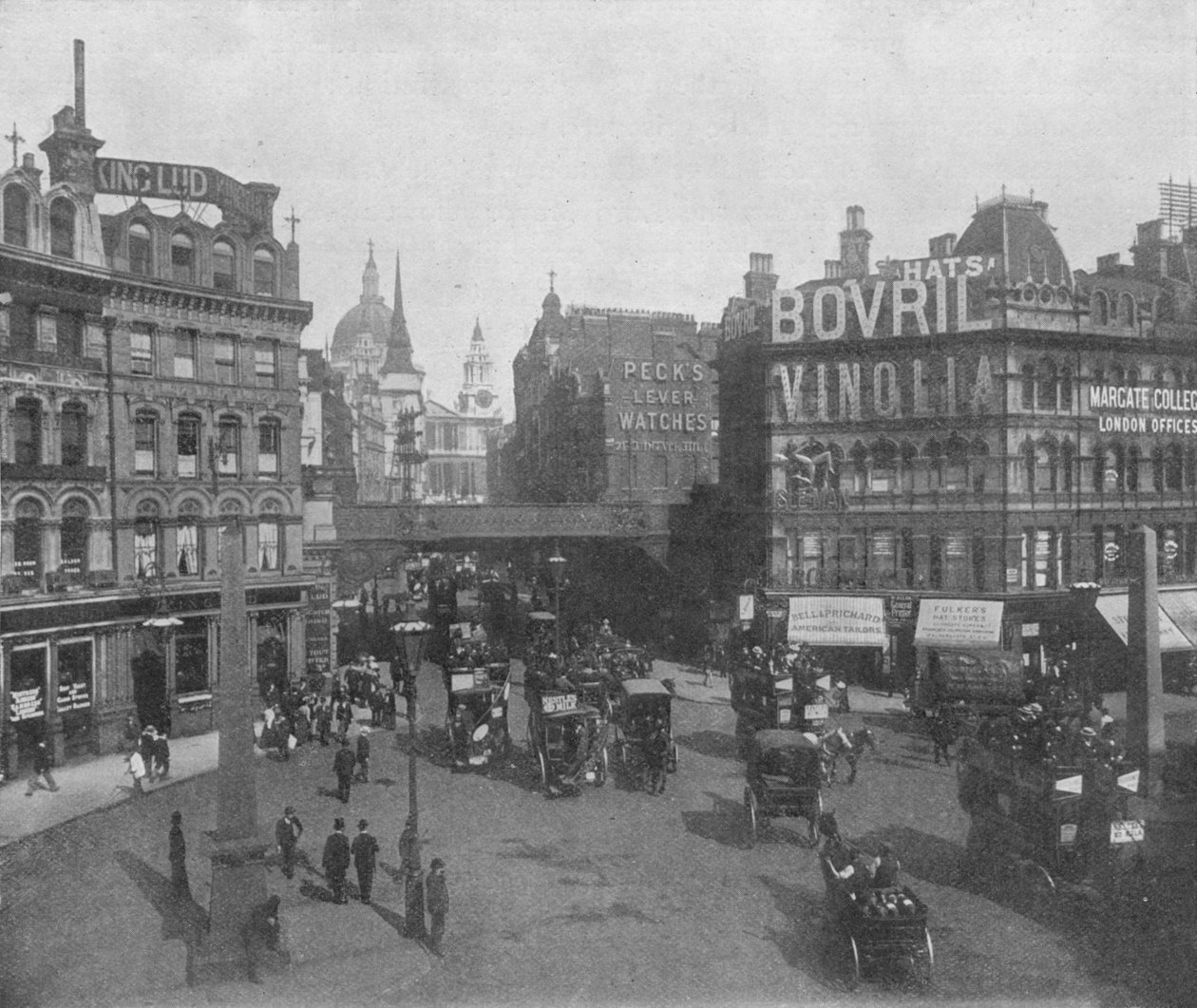 Ludgate Circus and Ludgate Hill, City of London, c1910-1911 by Photochrom Co Ltd of London