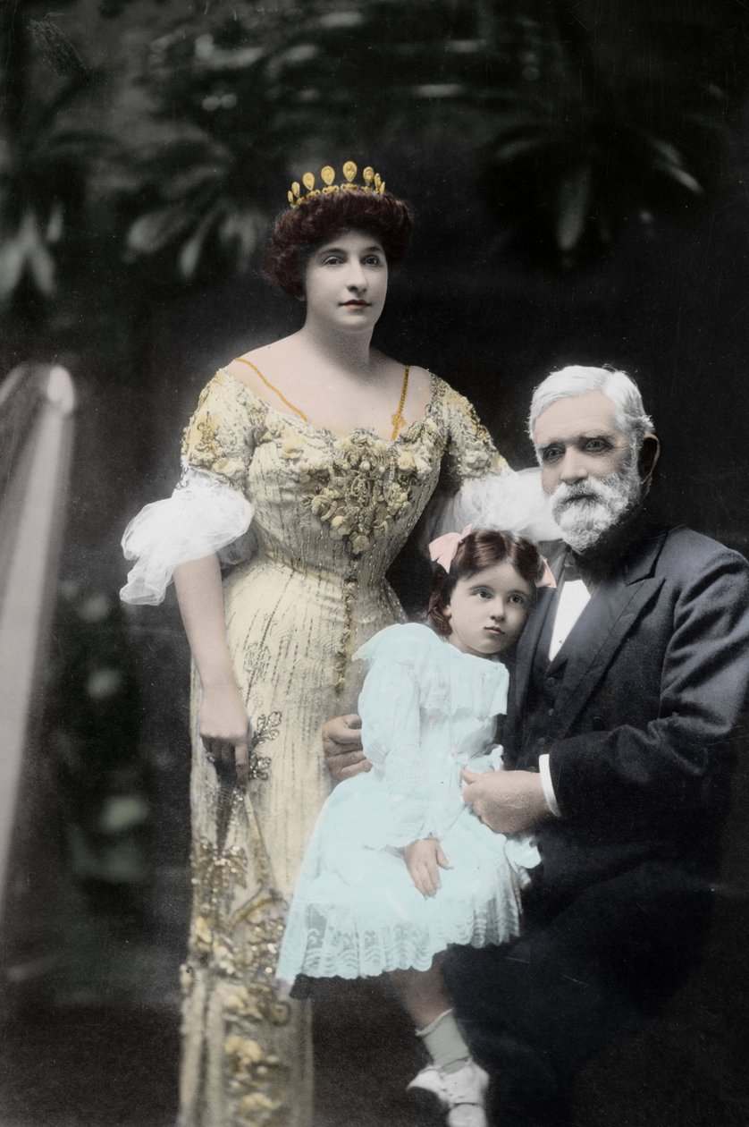 Australian Singer Nellie Melba (1861-1931) with Her Father and an Unidentified Little Girl. Melbourne, Early 20th Century by Photographer Australian