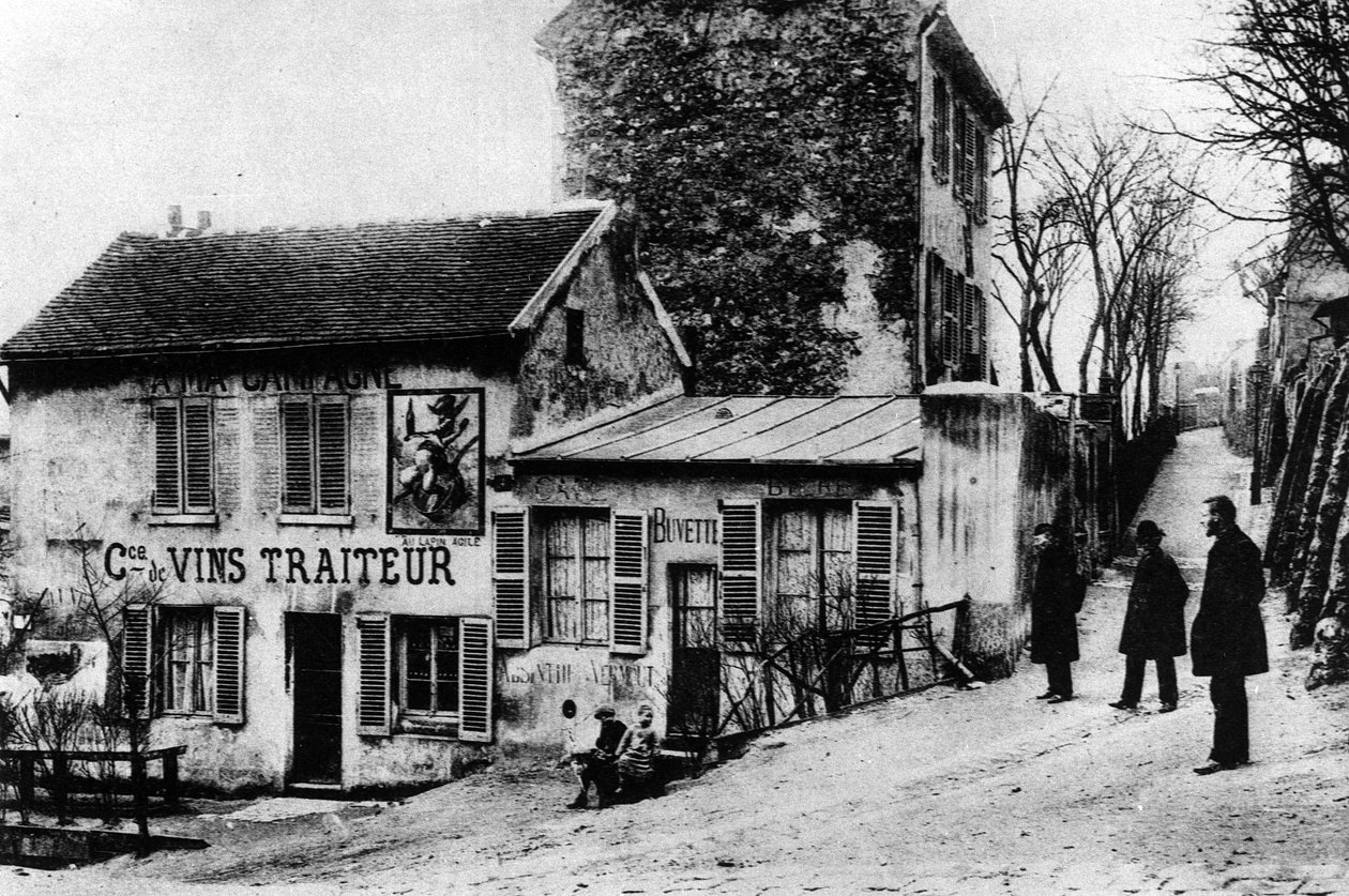 Cabaret des Assasins, le Cabaret du Lapin Agile, Rue des Saules (b/w photo) by Photographer French