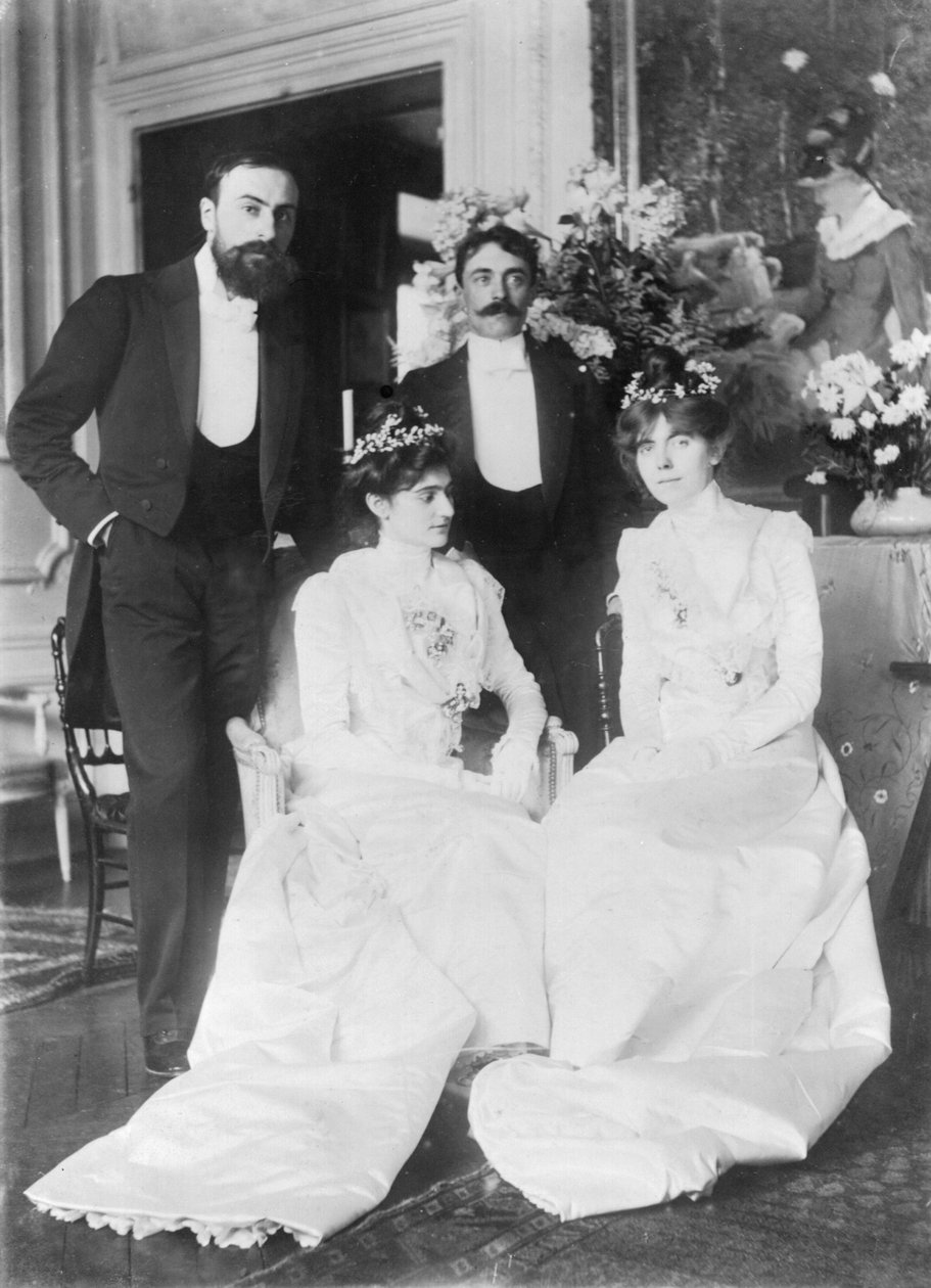 Ernest Rouart and His Wife Julie Manet, Paul Valery and His Wife Jeannie Gobillard, on the Day of Their Marriage, May 1900 by Photographer French