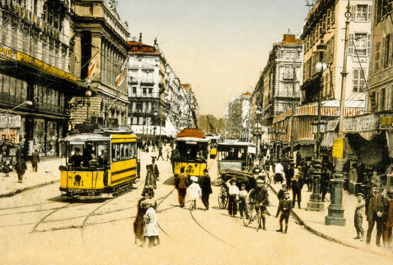 The Cannebiere with Tramways, Marseille, France by Photographer French