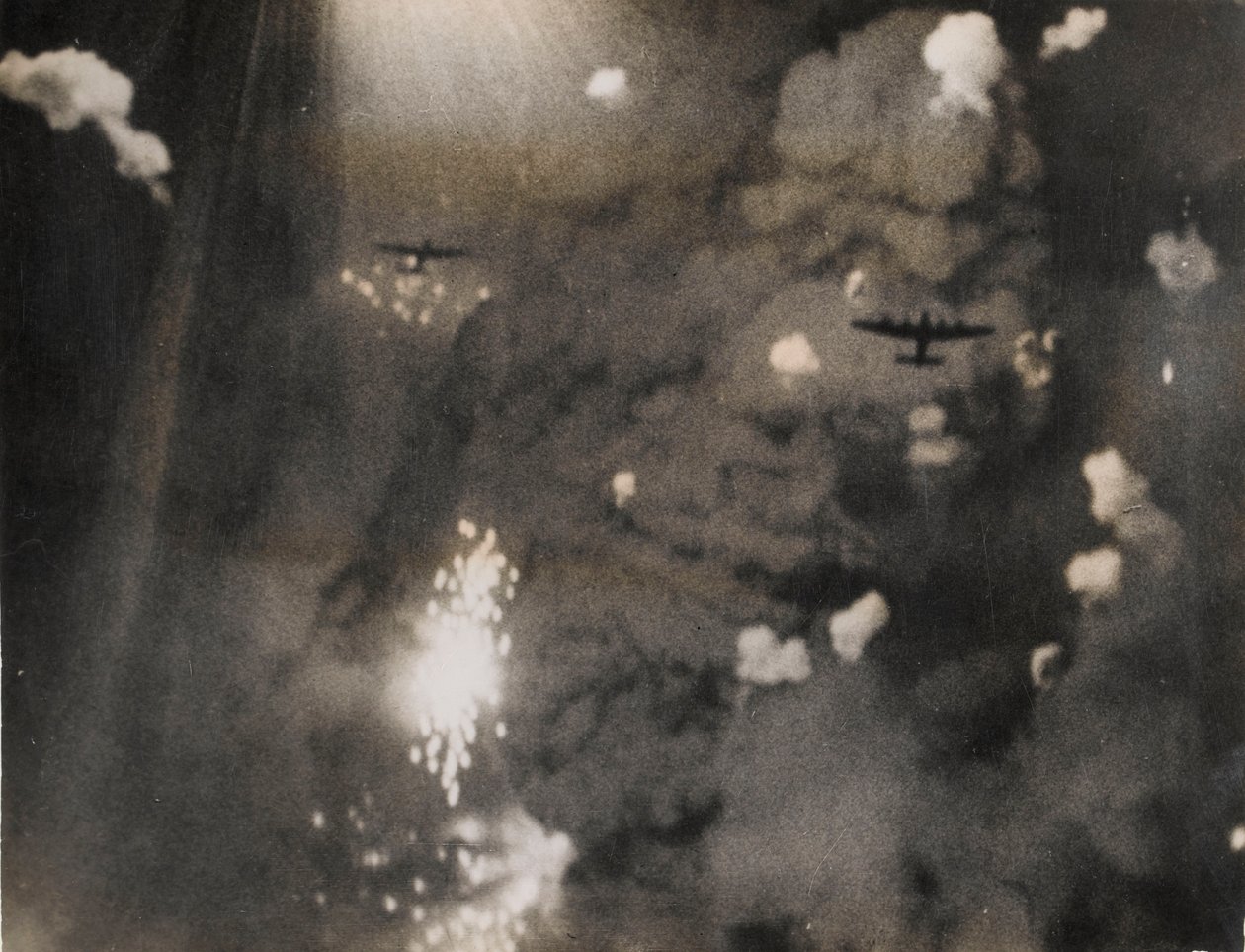 Photograph Taken When Royal Air Force Lancasters Attacked Dresden by Photographer German