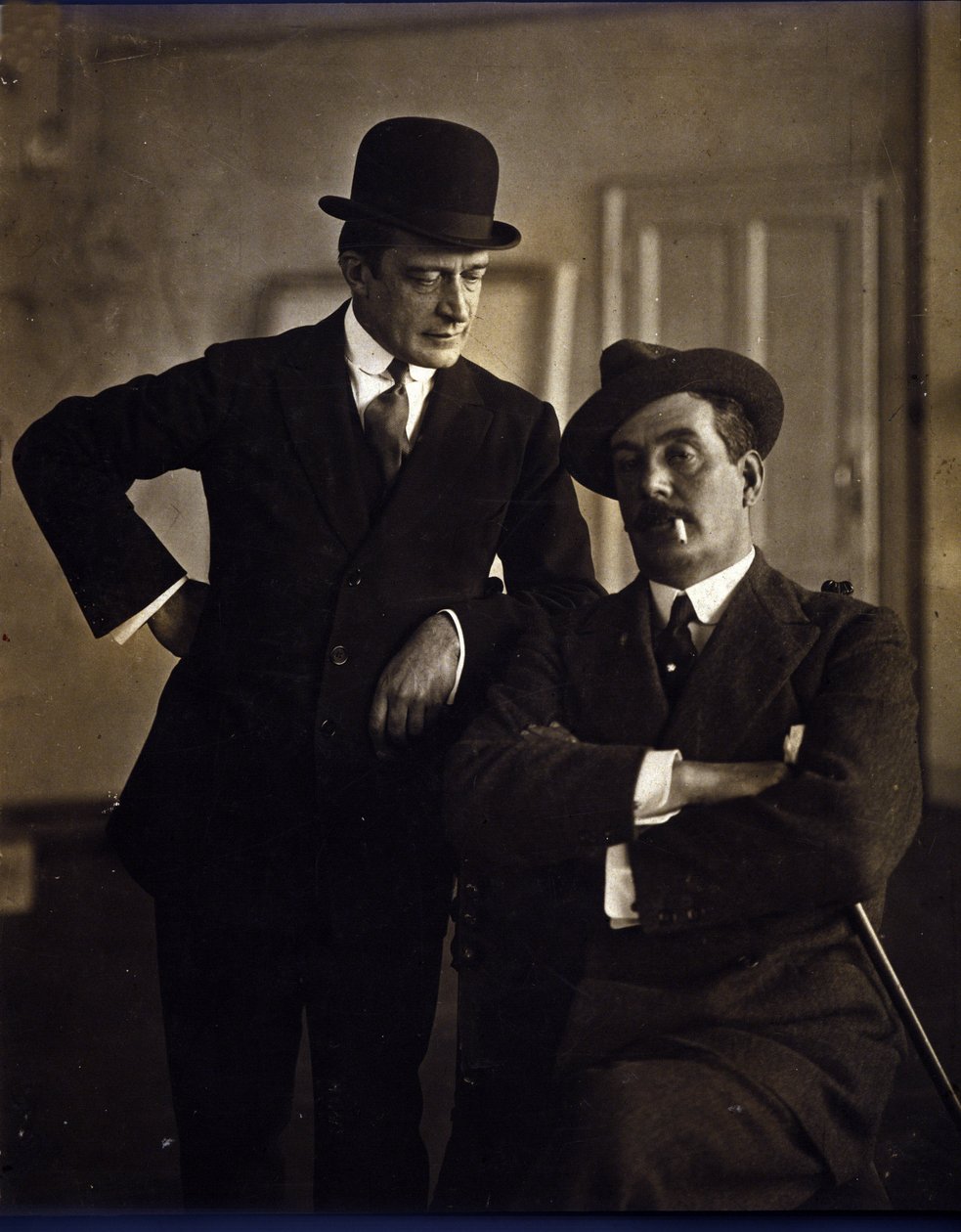 The composer Giacomo Puccini (1858-1924) and the music publisher Tito Ricordi II (1865-1933). by Photographer Italian