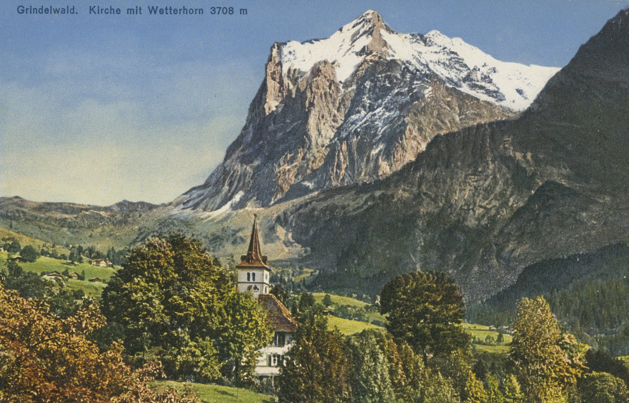 Grindelwald Church and Wetterhorn, Switzerland by Photographer Swiss