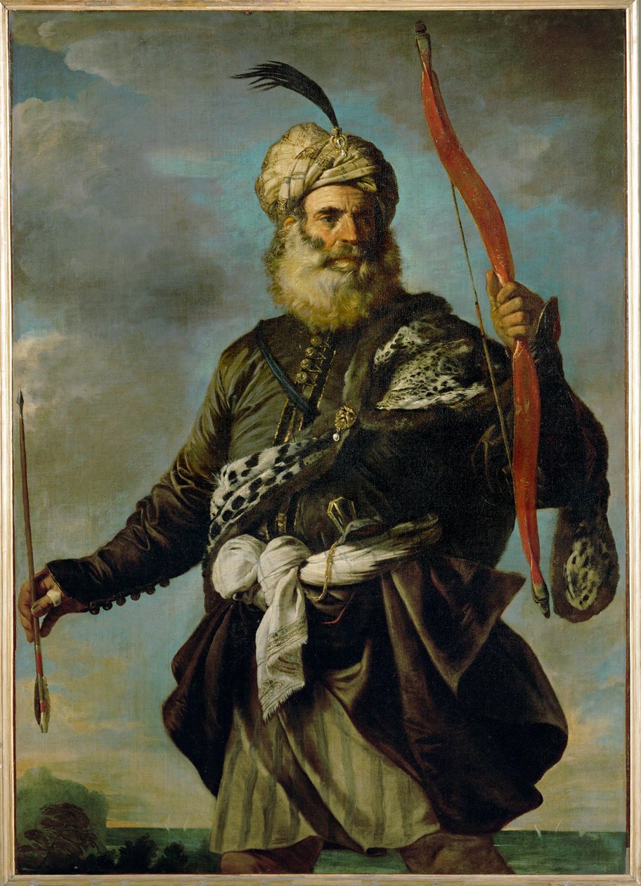 Oriental warrior holding a bow by Pier Francesco Mola