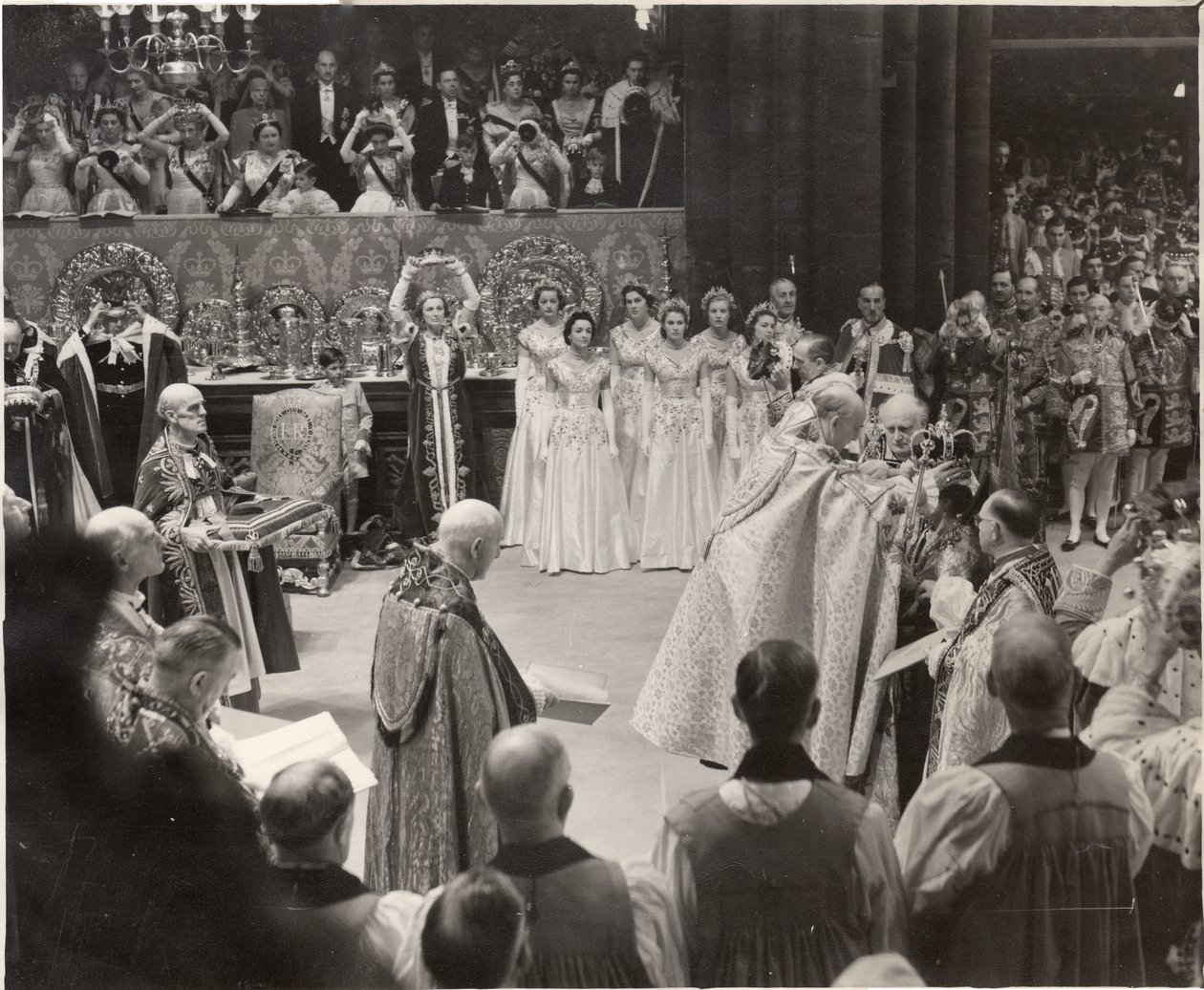 Duchess Mary, with Her Coronet Aloft Paying Homage to Queen Elizabeth II at the Coronation by Blaise Nicolas Le Sueur