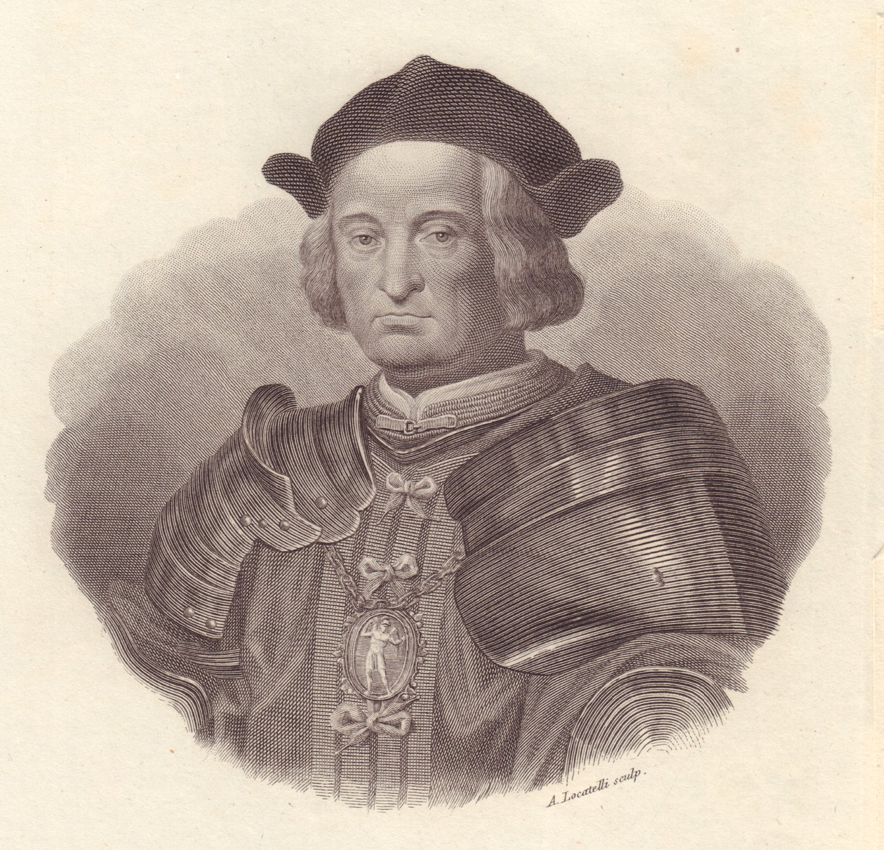 Portrait of Gian Giacomo Trivulzio, copper engraving by Locatelli by Blaise Nicolas Le Sueur