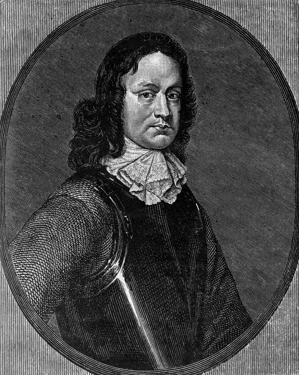 Portrait of John Hampden, English politician, engraving by Blaise Nicolas Le Sueur