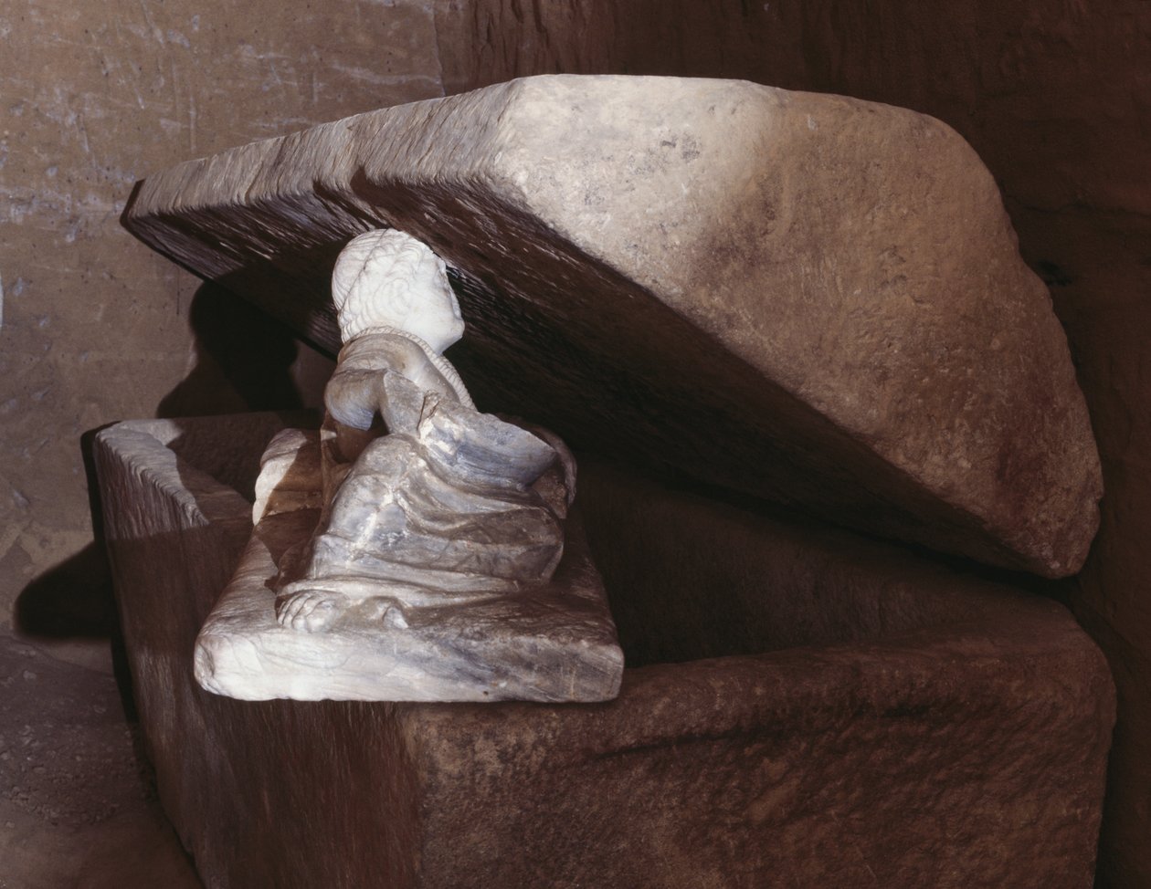 Sarcophagus in Tomb of Pilgrim, Chiusi, Tuscany, Italy, Etruscan civilization, 3rd century BC by Blaise Nicolas Le Sueur