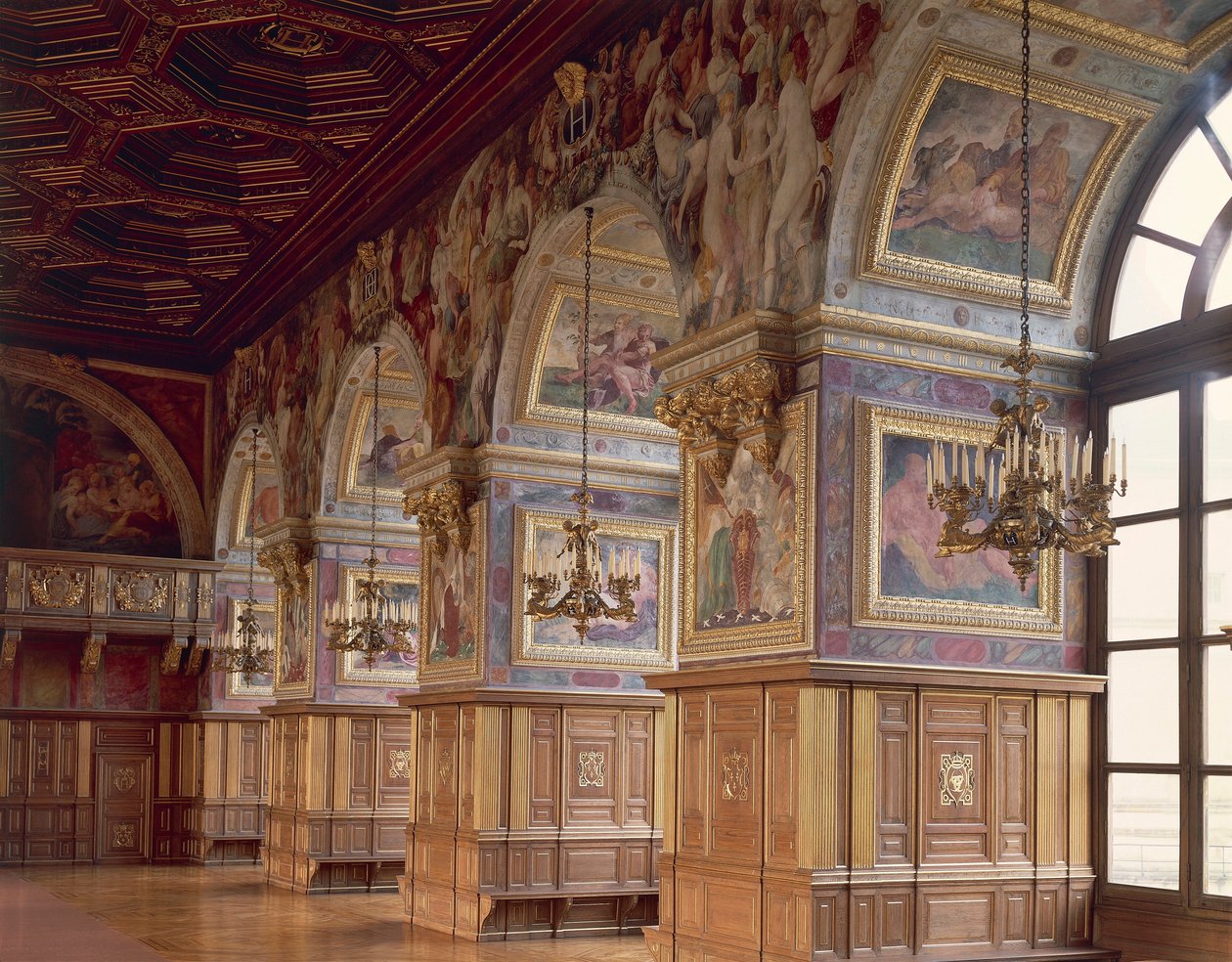 The ballroom, Chateau de Fontainebleau, France by Blaise Nicolas Le Sueur