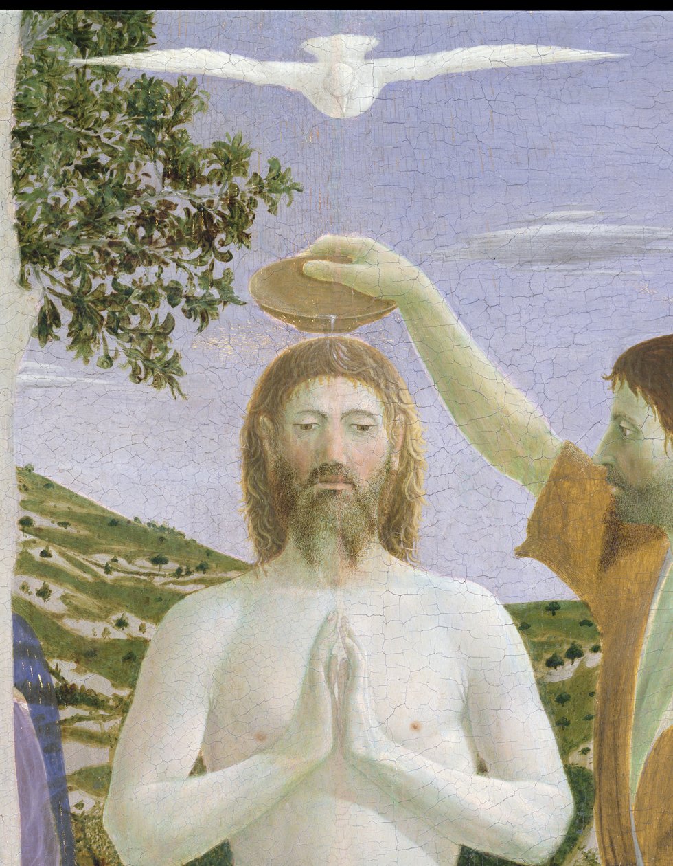 Baptism of Christ (detail) by Piero della Francesca