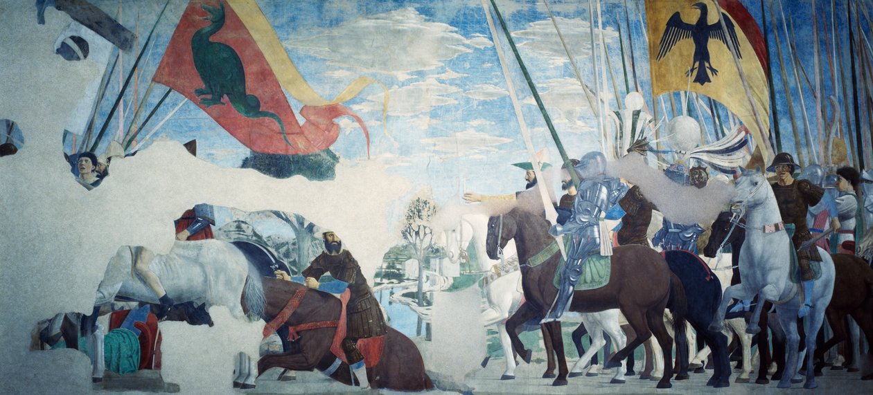 Detail from the Legend of the True Cross showing victory of Constantine by Piero della Francesca