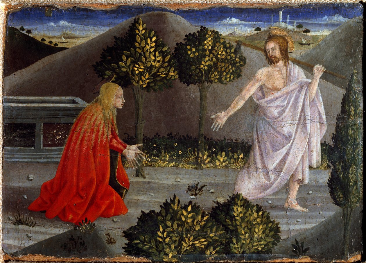 Noli me tangere. Polyptych of Mercy. (Painting on wood by Piero della Francesca