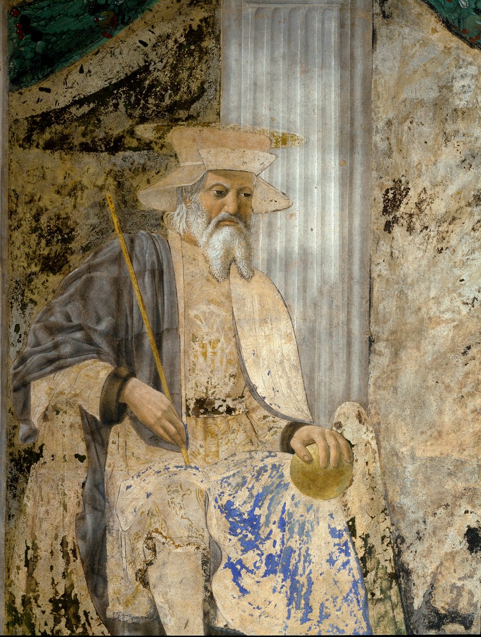 Portrait of Sigismondo Pandolfo Malatesta in prayer before San Sigismondo (detail) by Piero della Francesca