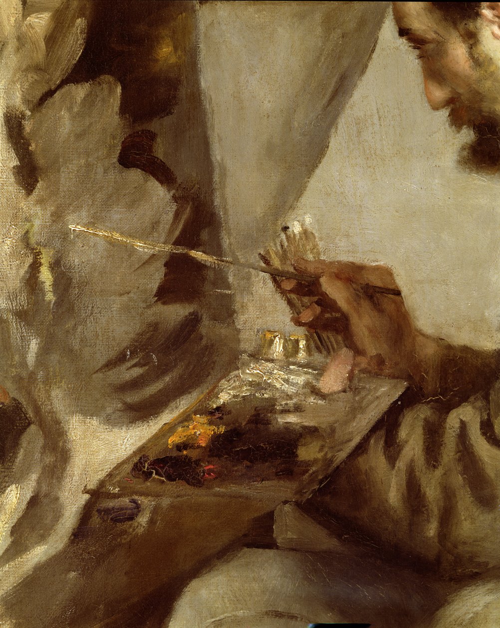 Frederick Bazille at his Easel (detail) by Pierre Auguste Renoir