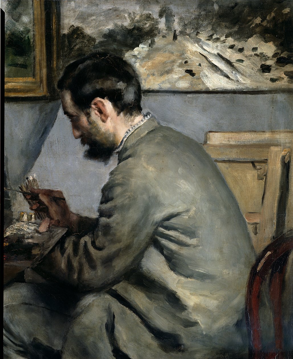 Frederick Bazille at his Easel (detail) by Pierre Auguste Renoir