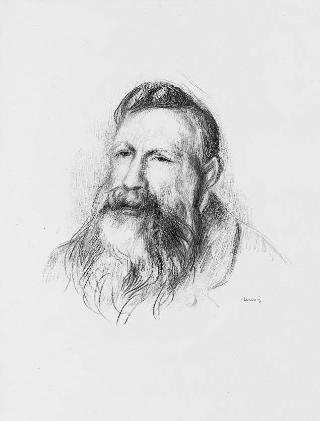 Portrait Drawing of Auguste Rodin by Pierre-Auguste Renoir