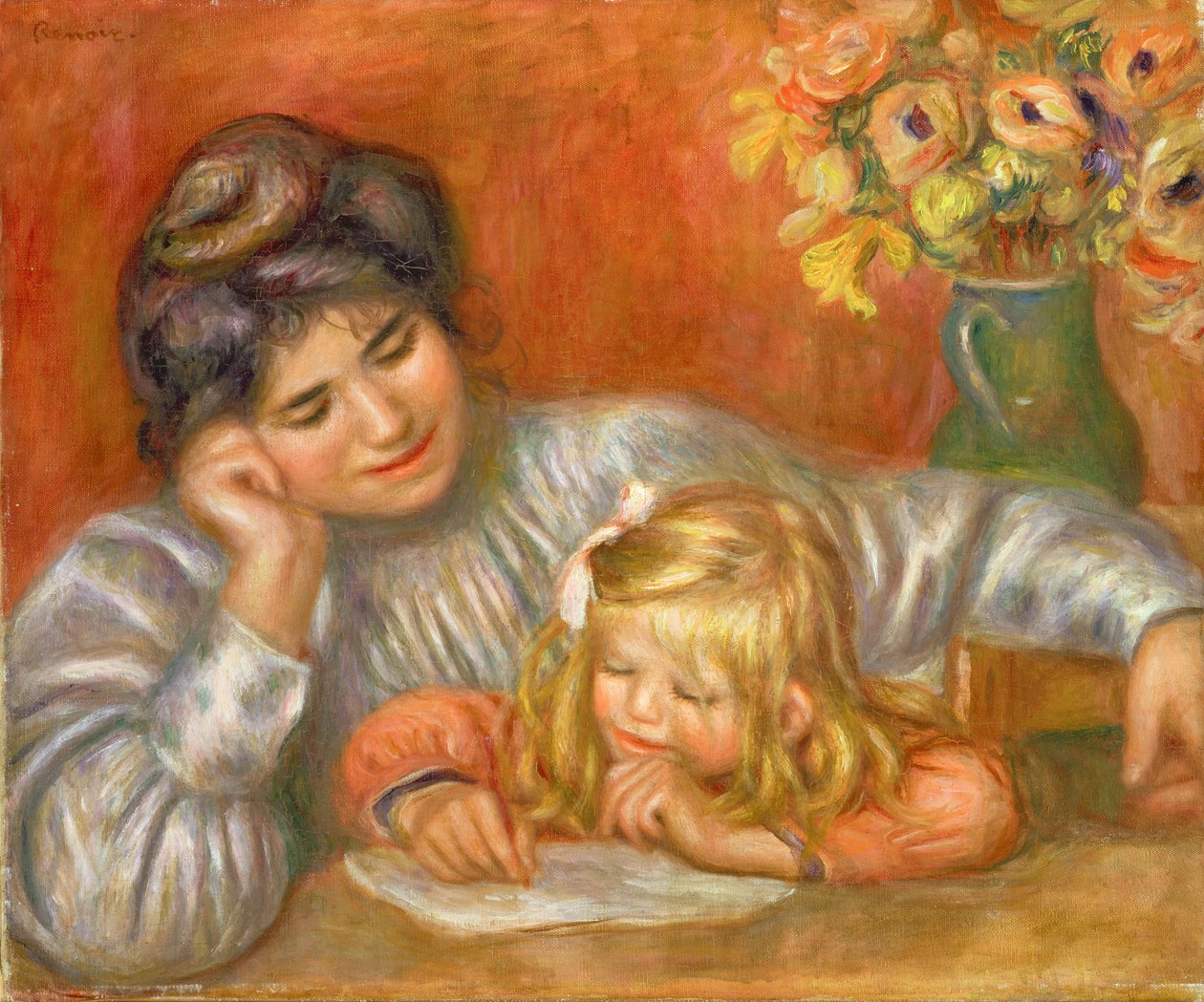 Writing Lesson (Gabrielle and Claude) by Pierre Auguste Renoir