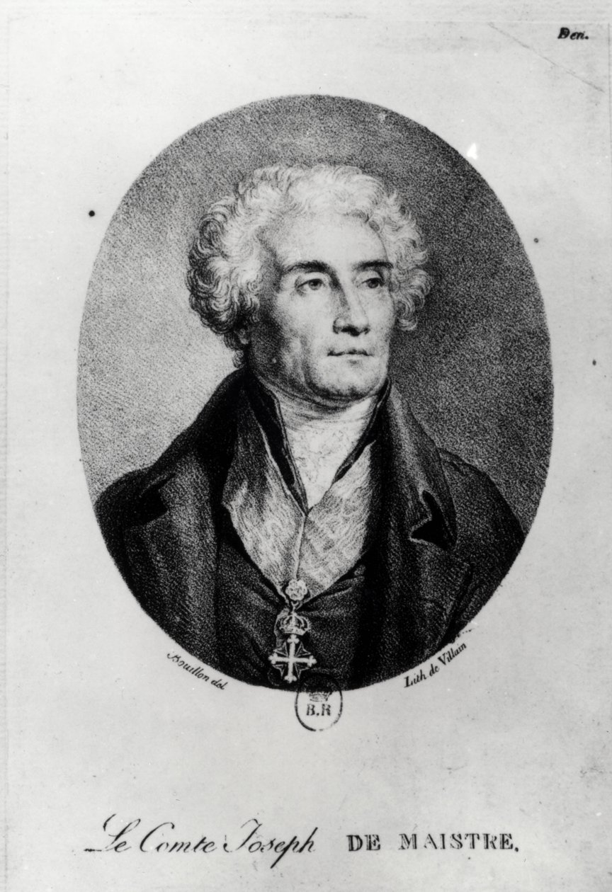 Portrait of Count Joseph de Maistre (1753-1821), engraved by Francois le Villain by Pierre Bouillon