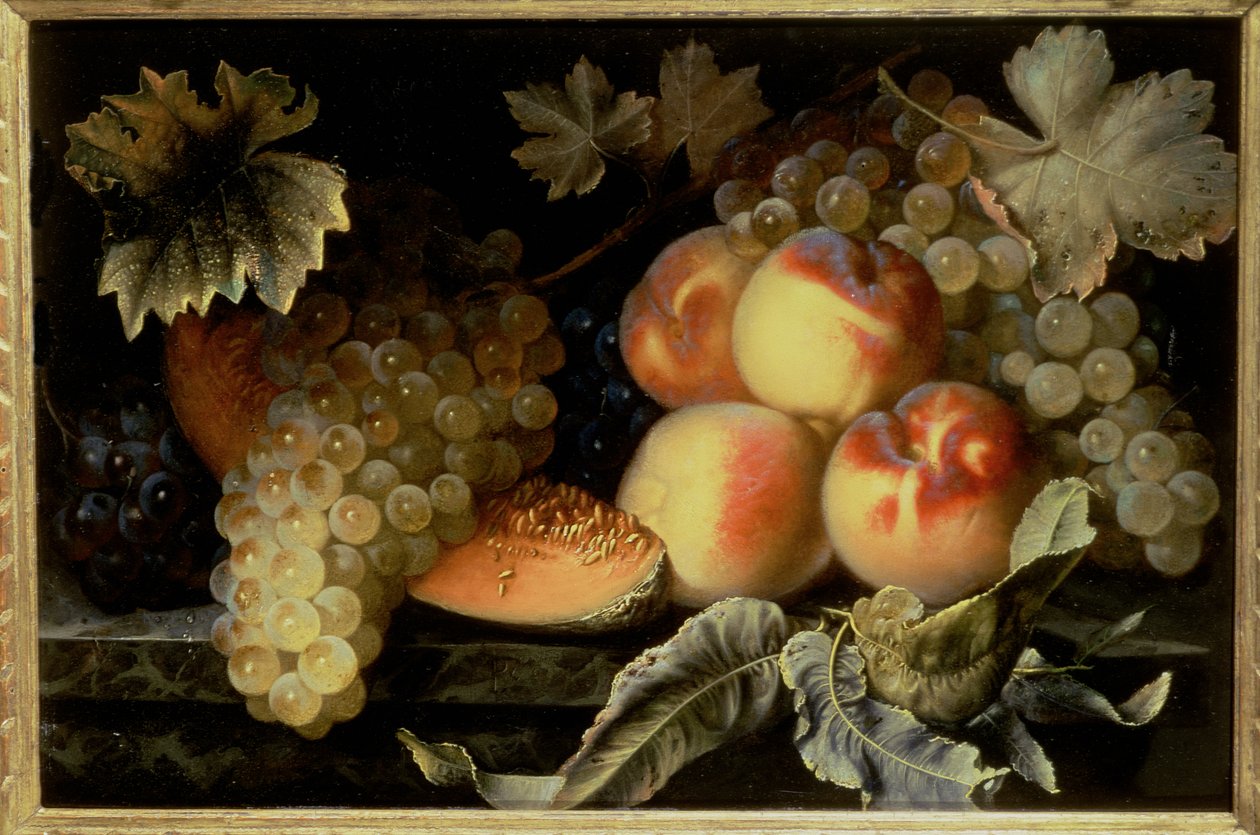 Still Life with Peaches, Melon and Grapes by Pierre Dupuis