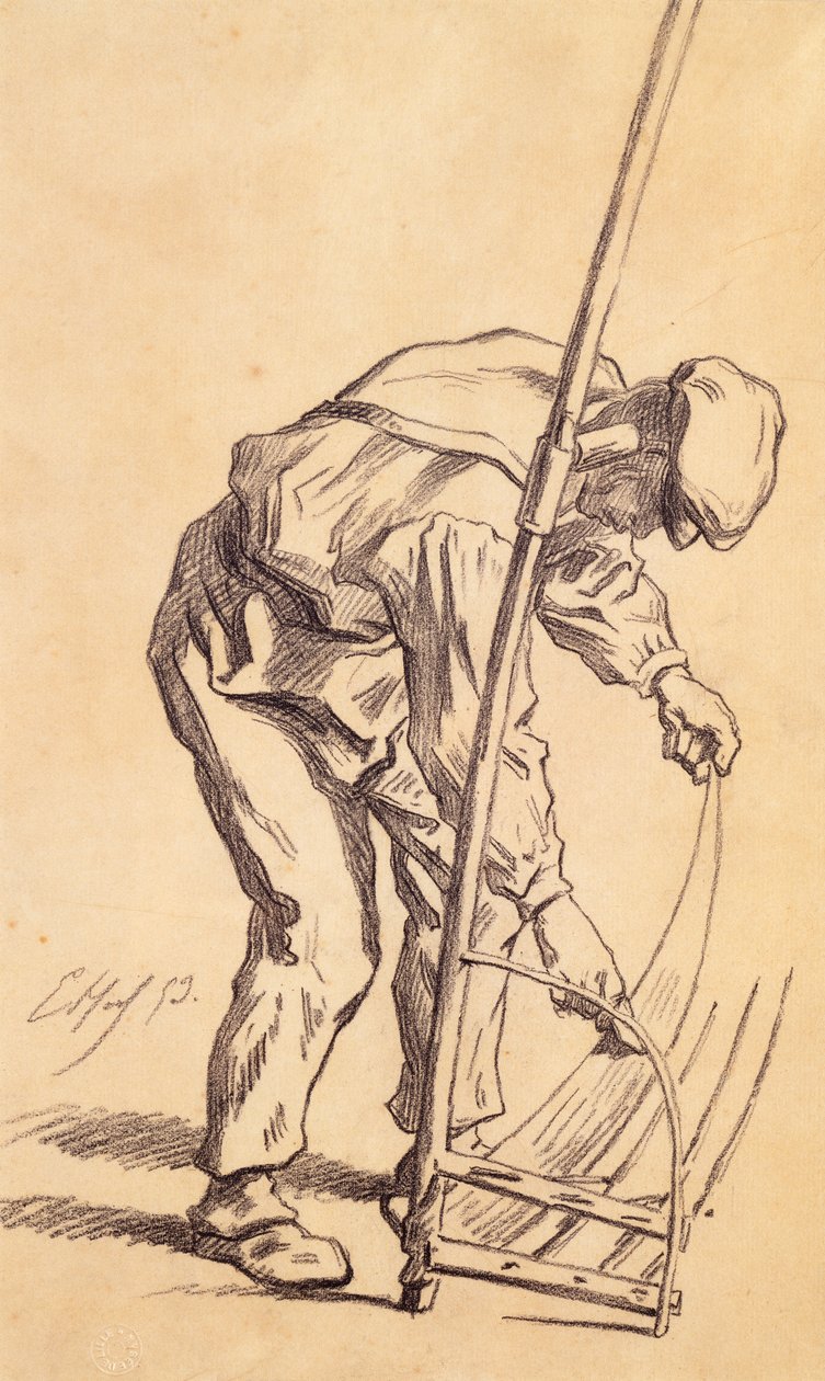 Reaper Sharpening his Scythe, 1859 by Pierre Edmond Alexandre Hedouin
