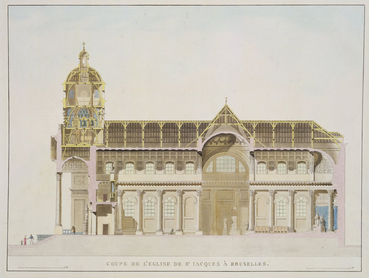 Cross Section of the Church of St. Jacques, Brussels, from 