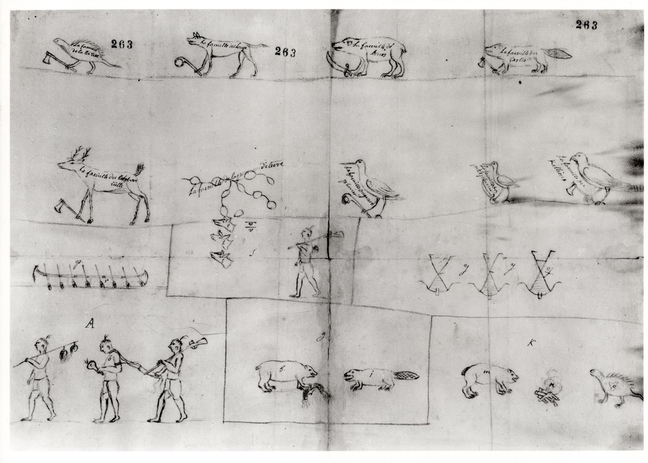Iroquois pictogram, 12th July 1666 by Pierre Joseph Chaumonet