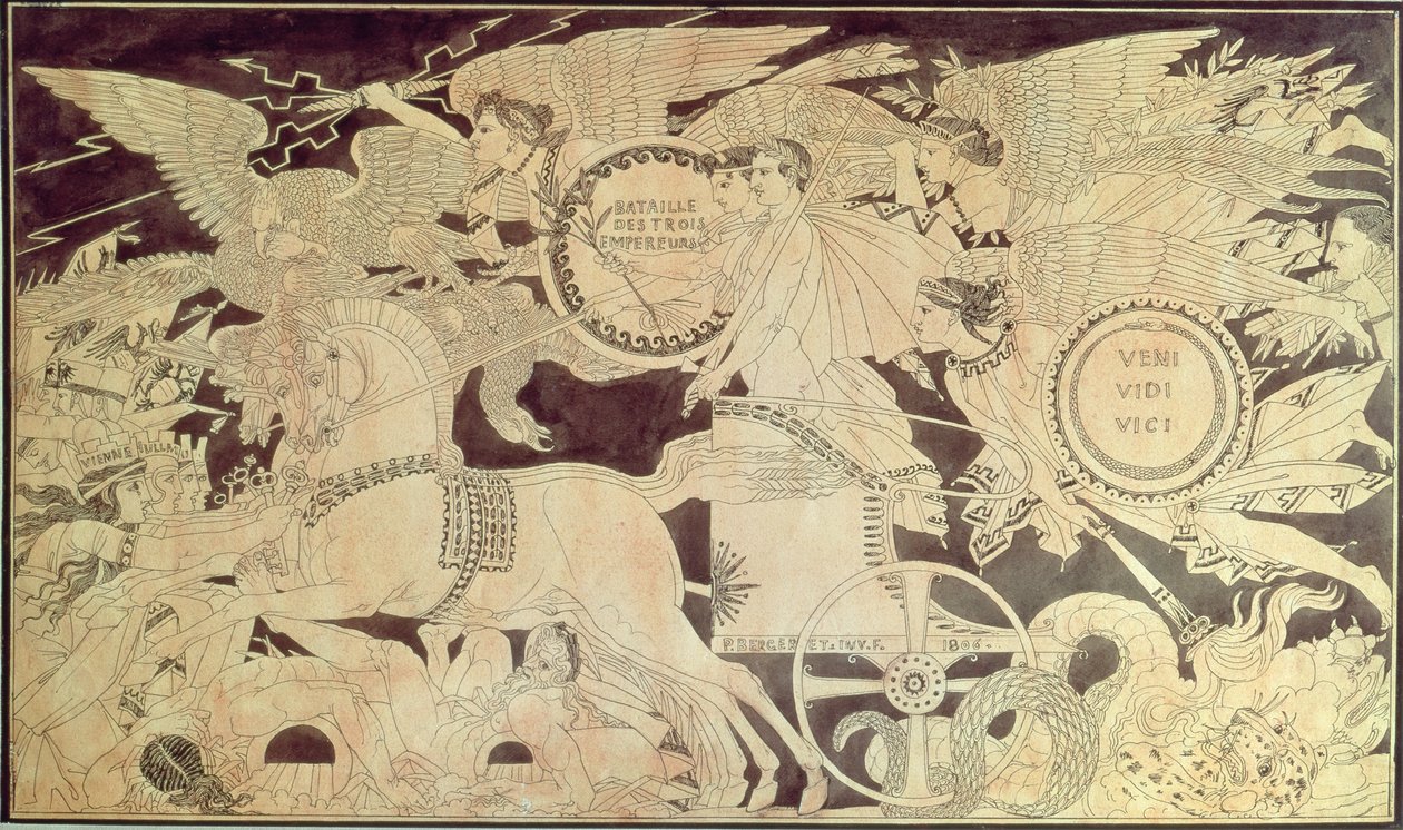 Allegory of the Battle of Austerlitz, preparatory drawing for the decoration of a large Sevres vase destined for the Imperial Palace of Saint-Cloud by Pierre Nolasque Bergeret