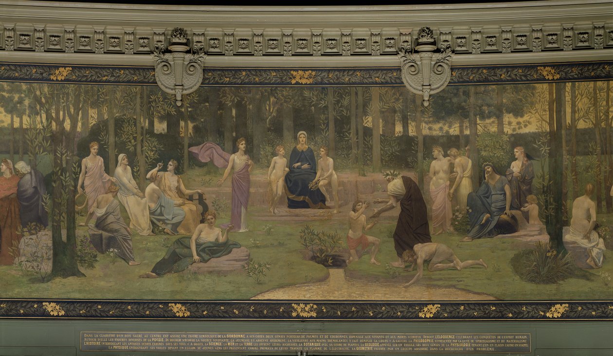 The Sacred Wood, Allegorical Mural in the Grand Amphitheatre, Central Detail of the Sorbonne, Eloquence, Poetry, the Life-Giving Source and Science, 1887-89 (detail) by Pierre Puvis de Chavannes