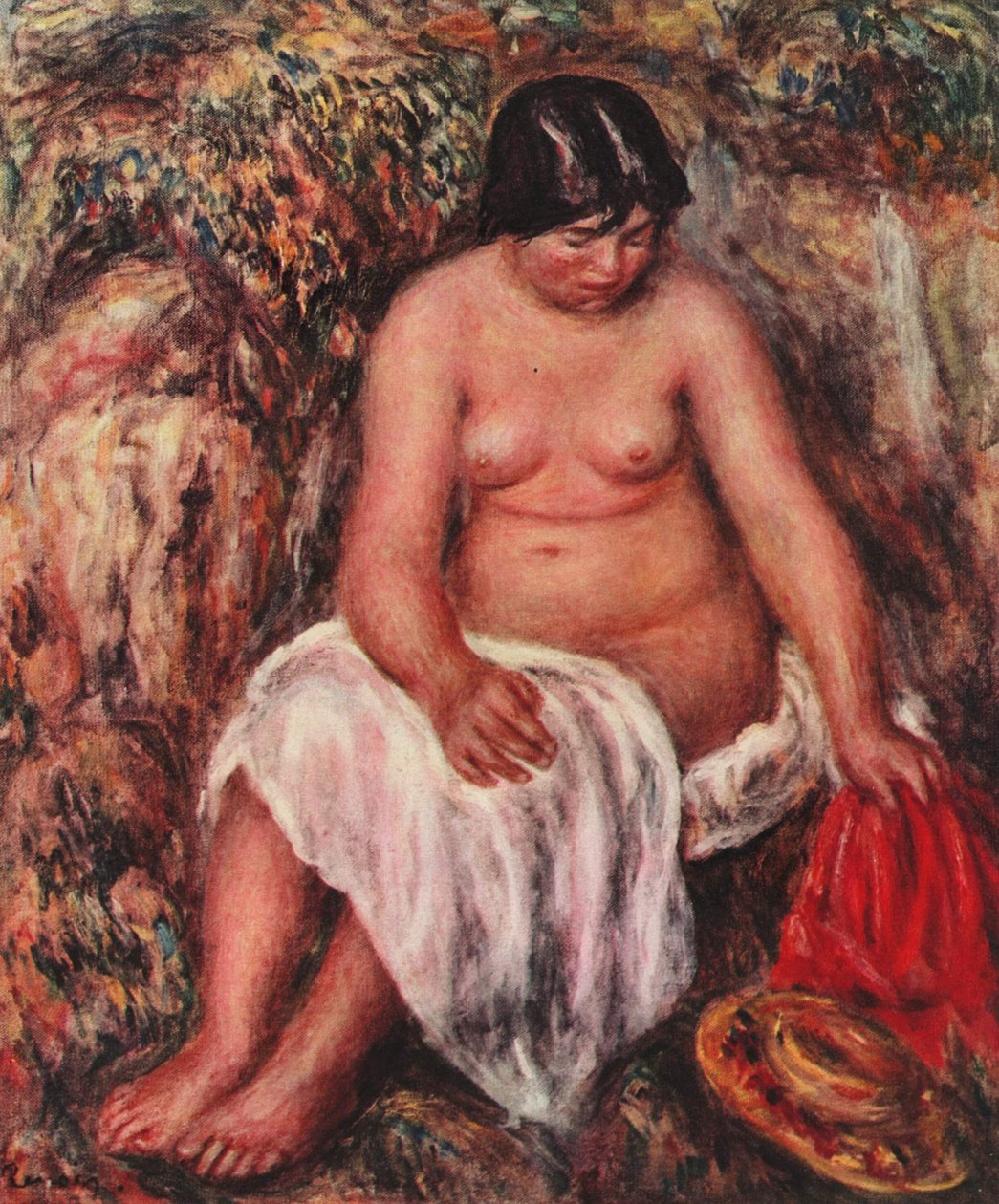 Nude with Straw Hat by Pierre Auguste Renoir