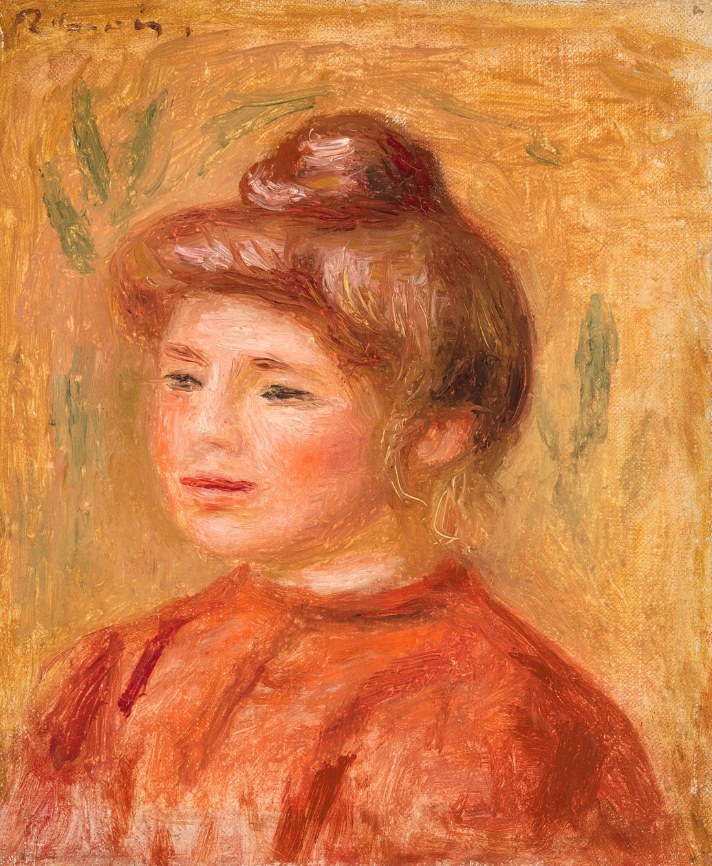 Bust of Woman in Red by Pierre-Auguste Renoir