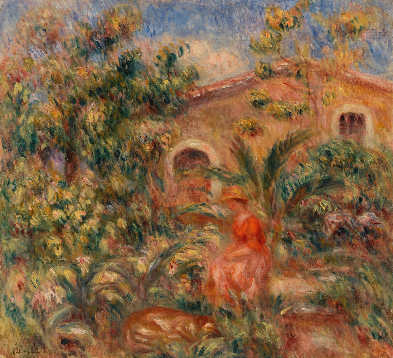 Landscape with Woman and Dog by Pierre-Auguste Renoir