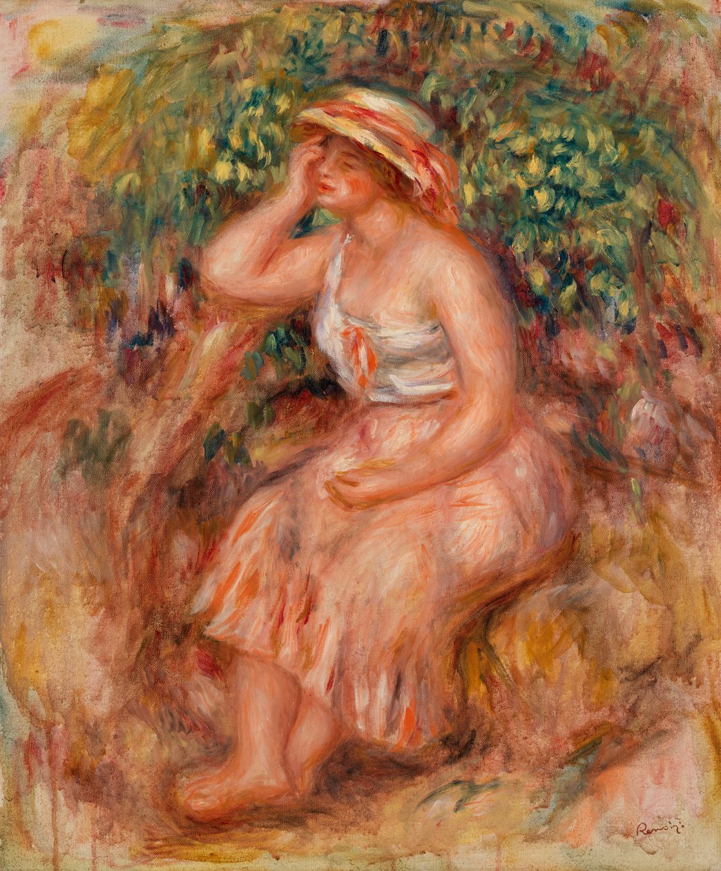 Woman Daydreaming by Pierre-Auguste Renoir